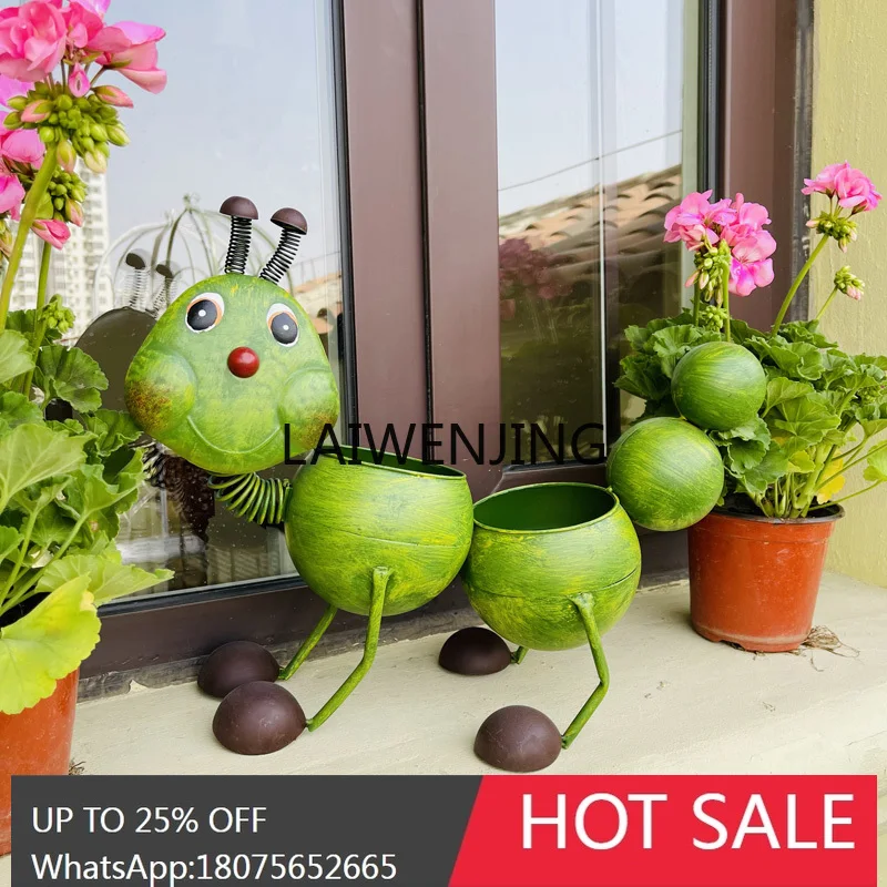 rural retro wrought iron caterpillar small flower pot garden decoration flower utensils