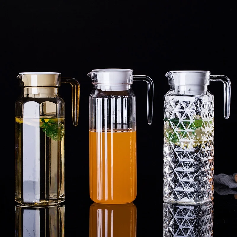 

Acrylic Stripe Transparent Water Bottle Octagonal Juice Pot Flower Tea Pot - Cool Drink Container with Stripes Design