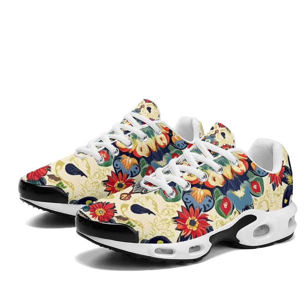 

Женские кроссовки в богемном стиле с цветочным принтом, желтые, повседневные, с воздушной подушкой, дышащий верх из сетки, спортивная обувь.