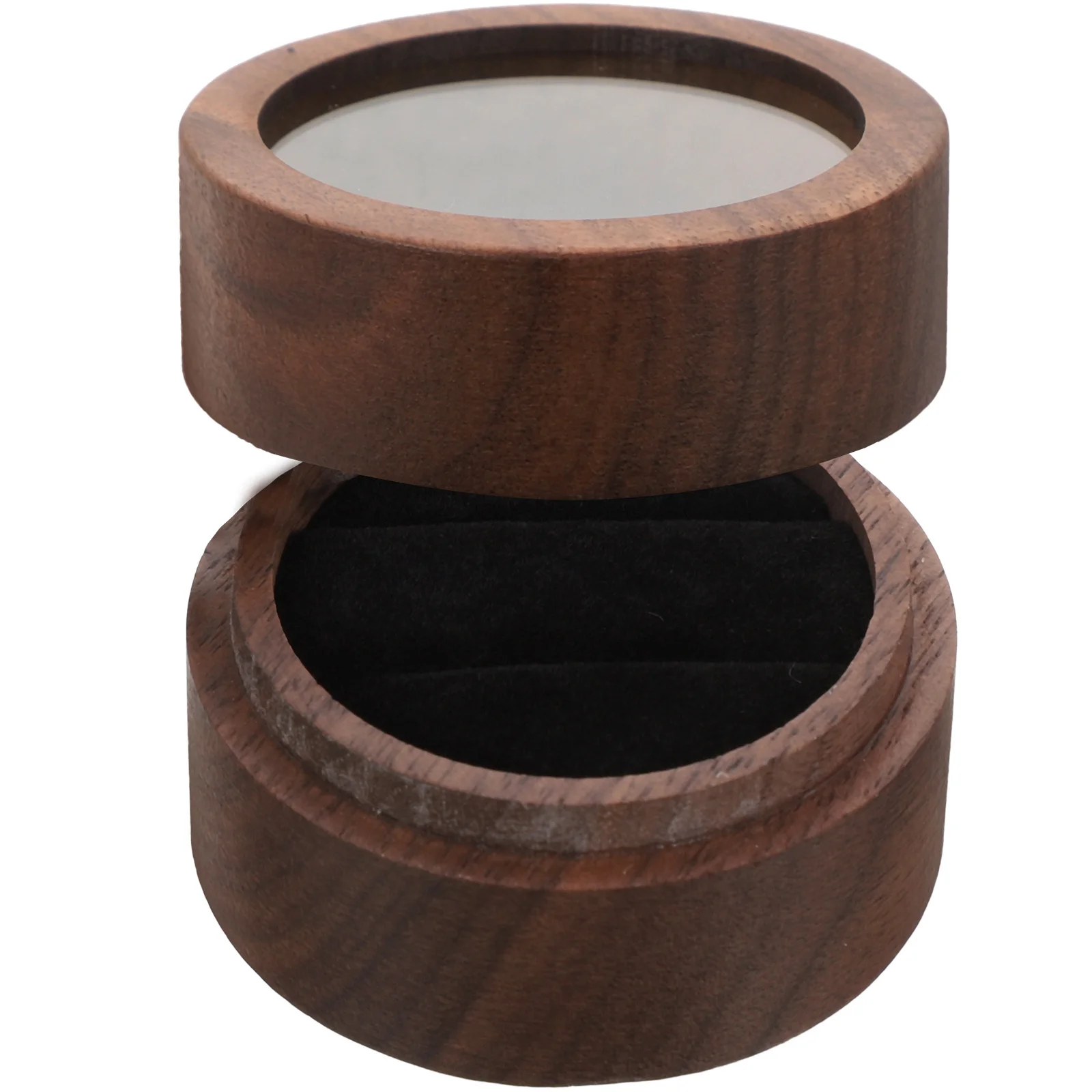 

Wooden Ring Storage Box Compact Round Wedding Ring Case Engagement Proposal Jewelry Holder Gift Packaging Jewelry Box