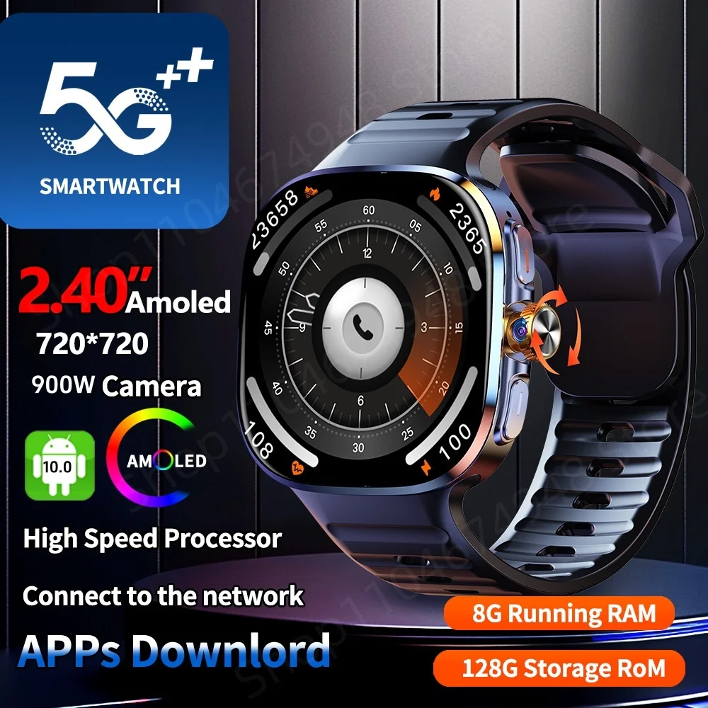

4G 5G Cellular M99 Smart Watch Men Women Android 10.0 Smartwatch With 9MP Rotary Camera 256GB Storage ROM GPS WIFI Video Calling