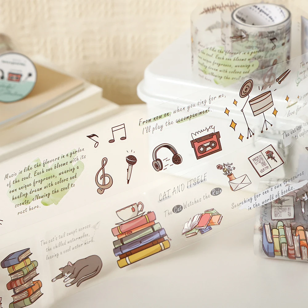 1~6Roll Daily Doodle Theme PET Tapes Scrapbooking Stickers Material Perfect for Journaling Diy Scrapbooking Supplies