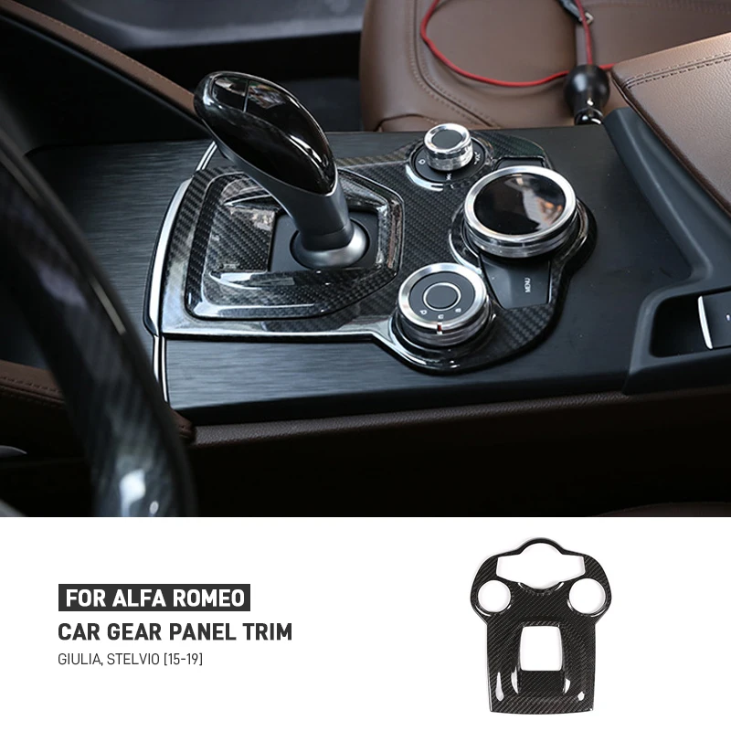 

Real Carbon Fiber Car Center Console Gear Shift Frame Panel Cover Trim For Alfa Romeo Giulia Stelvio 2015 2016 2017 2018 2019