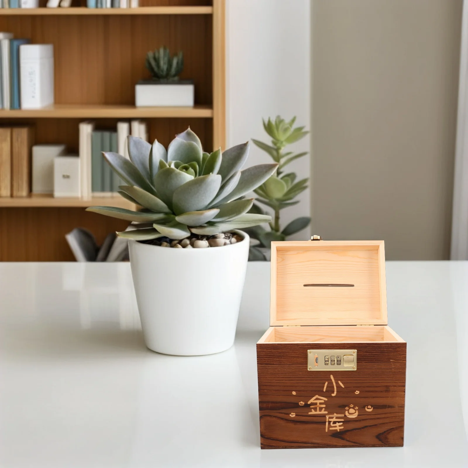 Houten geldbesparende kinderbox met slot Grote capaciteit Veilige geldbank Kinderbesparingsbox Spaarbank voor kinderen Geldbanken voor kinderen