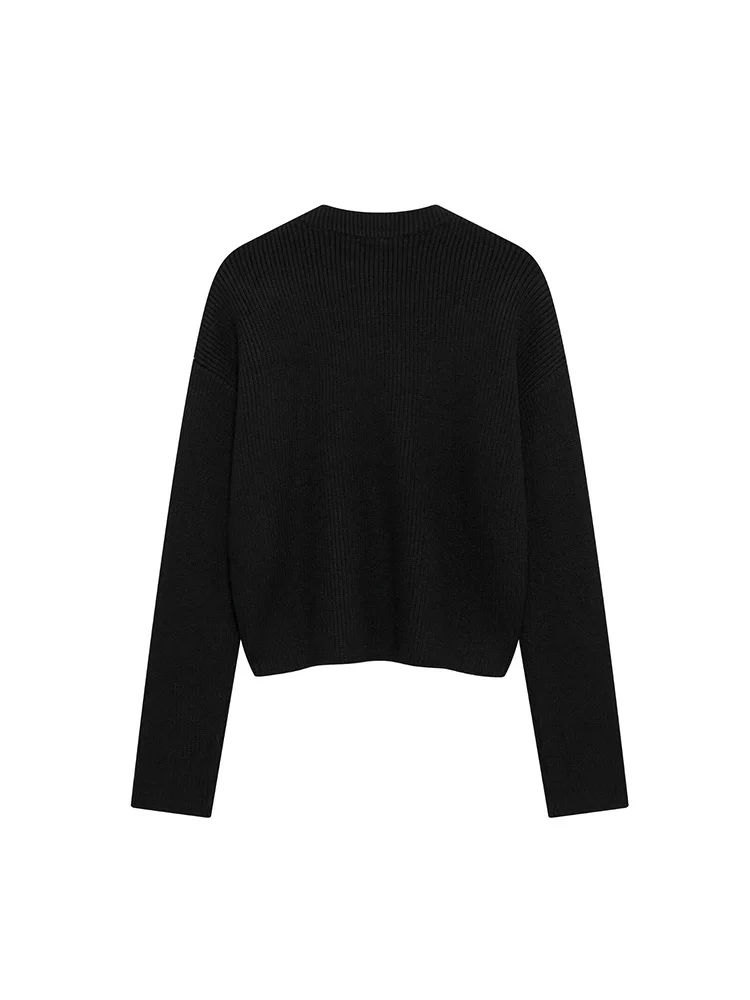 2024 Autumn/Winter New Women Casual Crewneck Long-Sleeved Off-The-Shoulder Loose Sweater