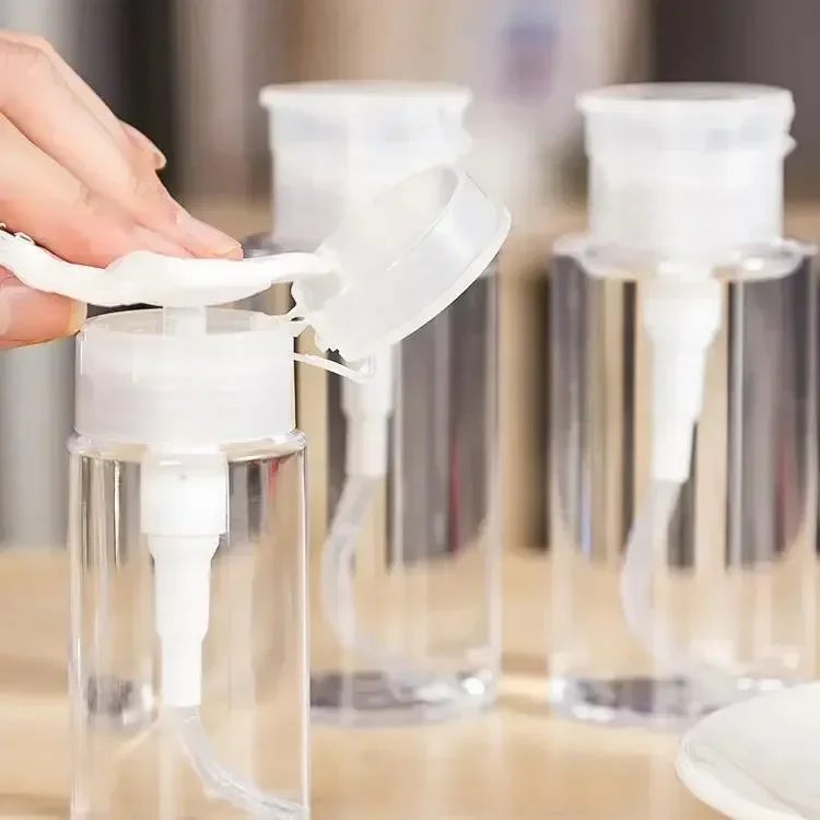 

120/150/200/ML Nail Polish Refillable Press Pump Empty Bottles Clear Clean Pressure Remover Bottle Liquid Container Makeup Tool