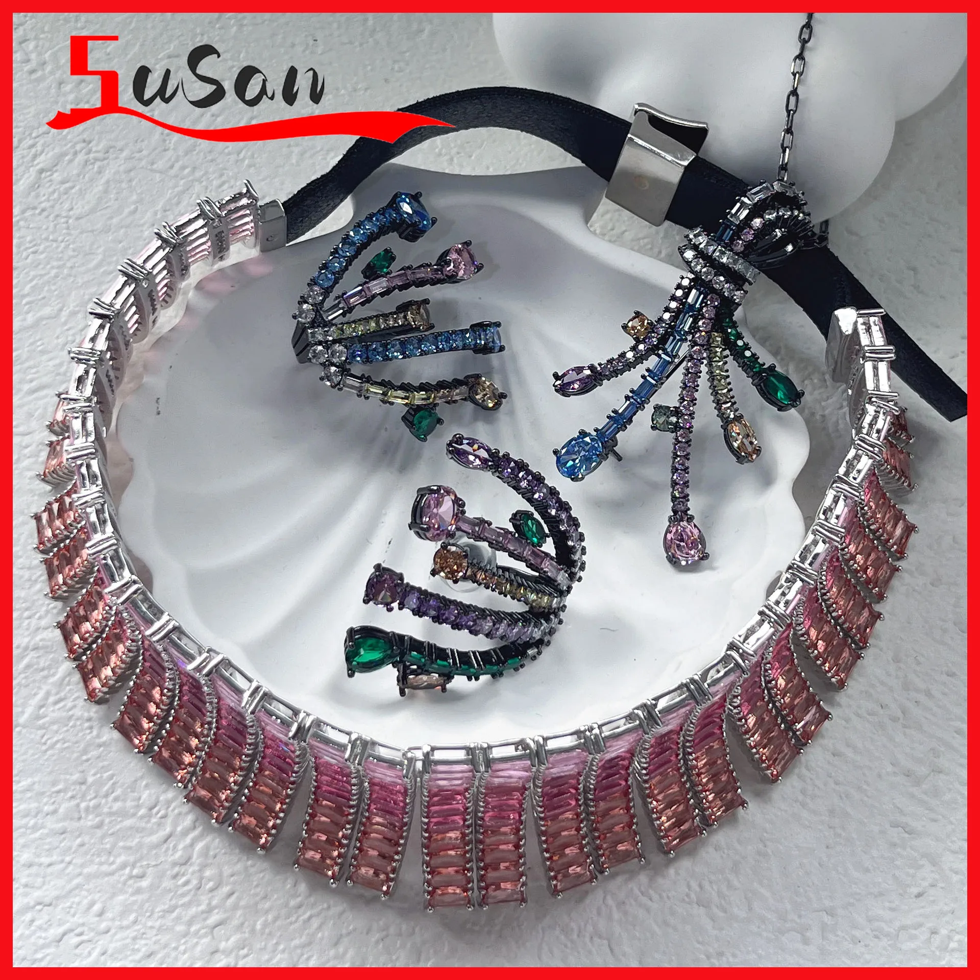 

Original High Quality Fashion Boutique Anniversary Jewelry Mechanism Amethyst Water Drop Pendant Necklace Bracelet Women Earring