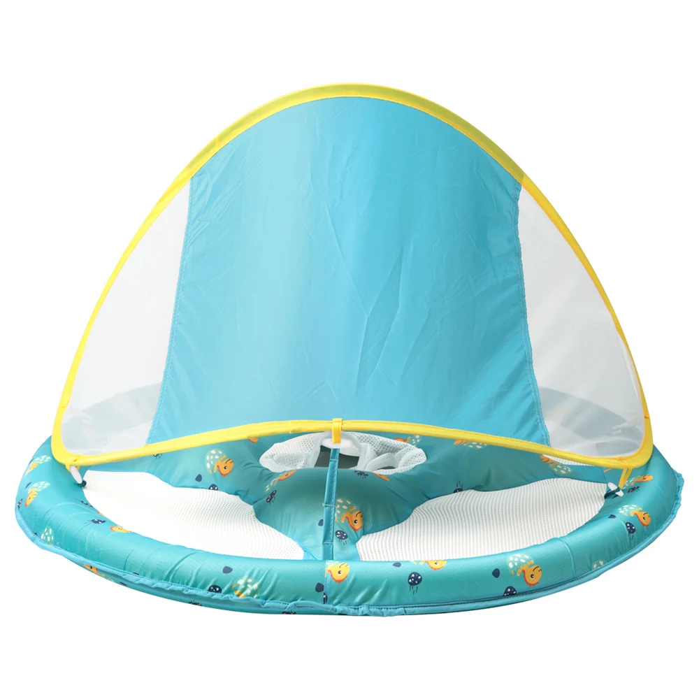 Baby Swimming Float Activity Center With Canopy Foldable Swim Pool Seat Floating For Kids