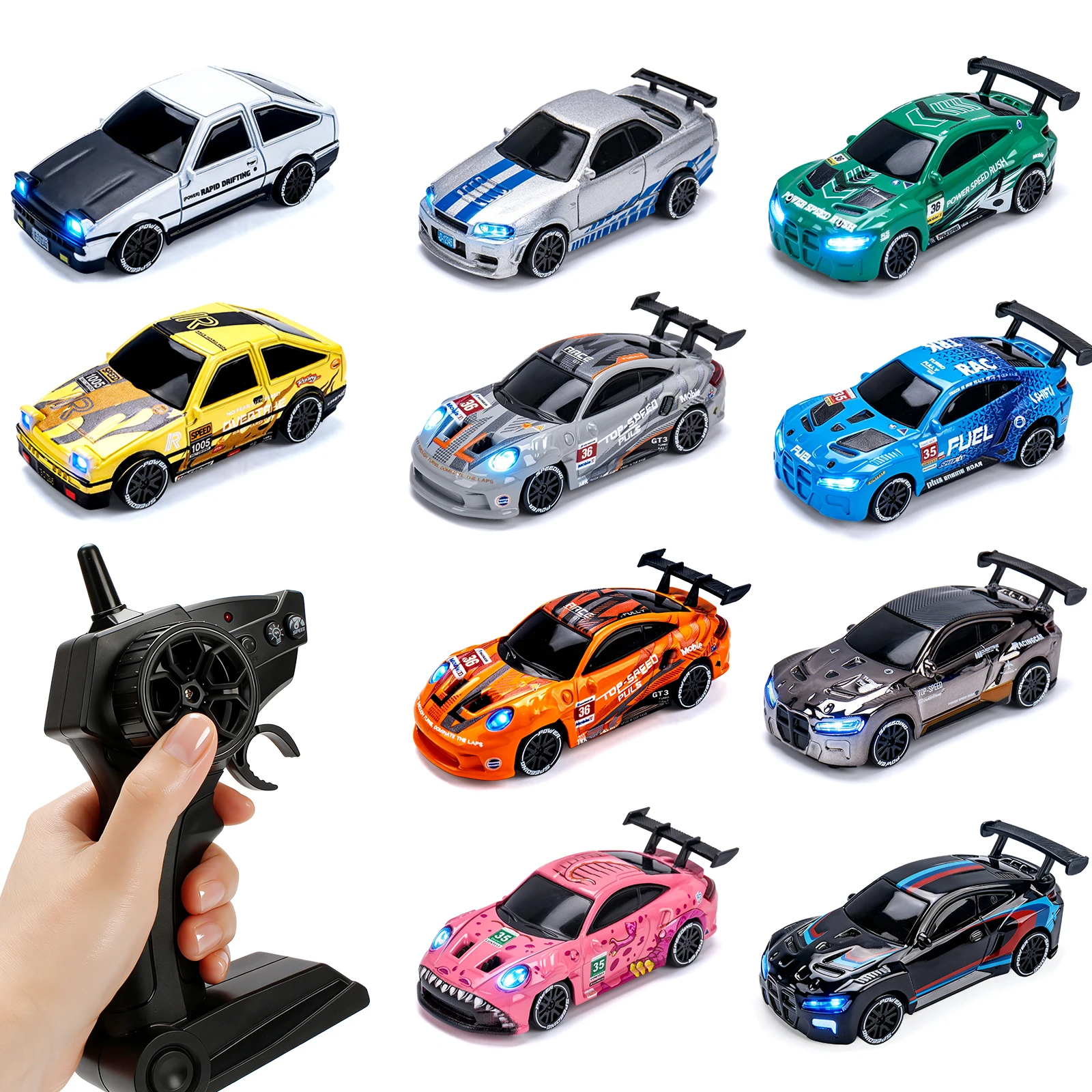 1/64 High Speed Drift RC Car Mini Racing Model with Light 2.4G 4WD Remote Control Car Cars Desktop Full Proportion Cars Gifts