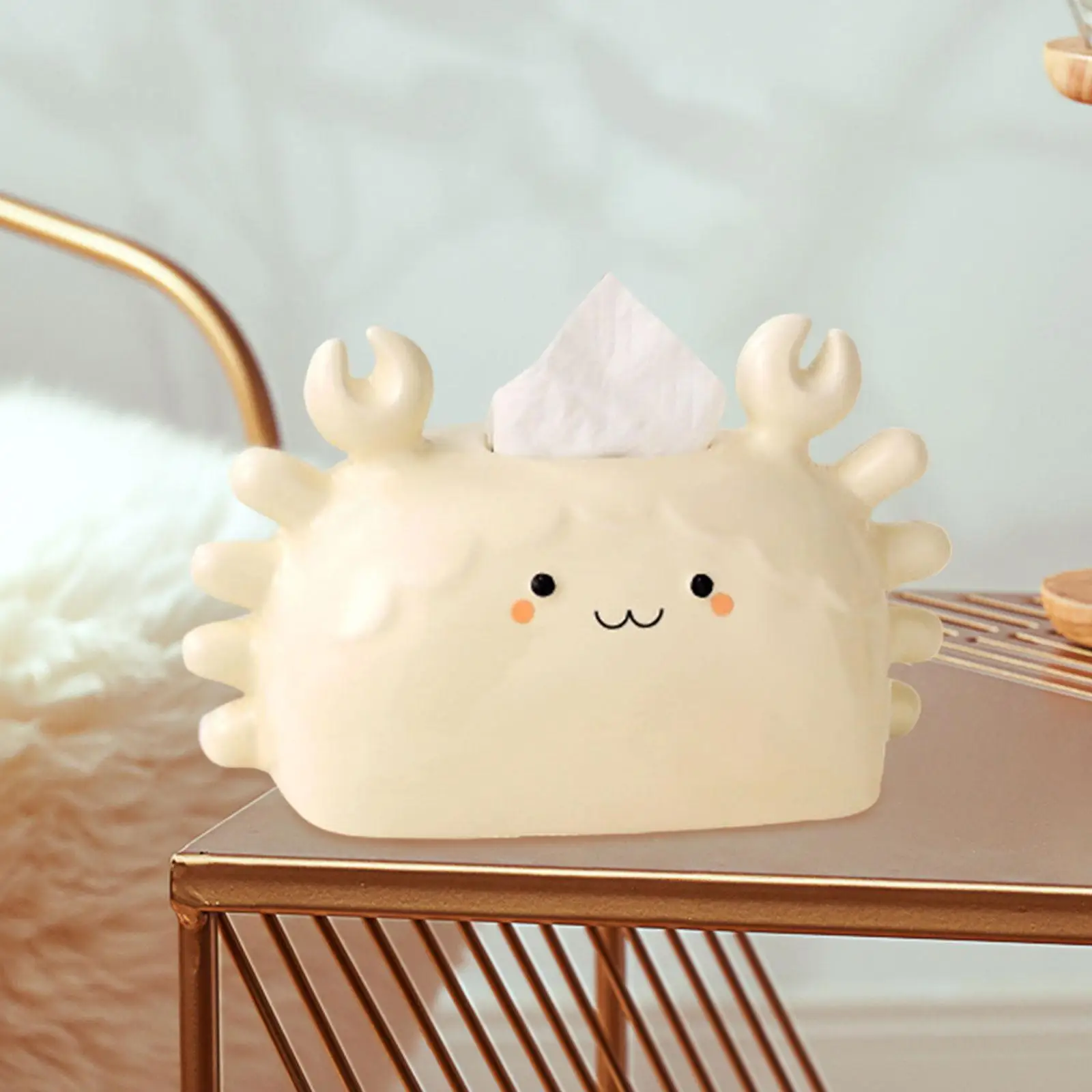 Ceramic Tissue Box Cute Crabs Napkin Holder Portable,Home Decor,Facial Tissues Dispenser Case for Hotel Kitchen Farmhouse