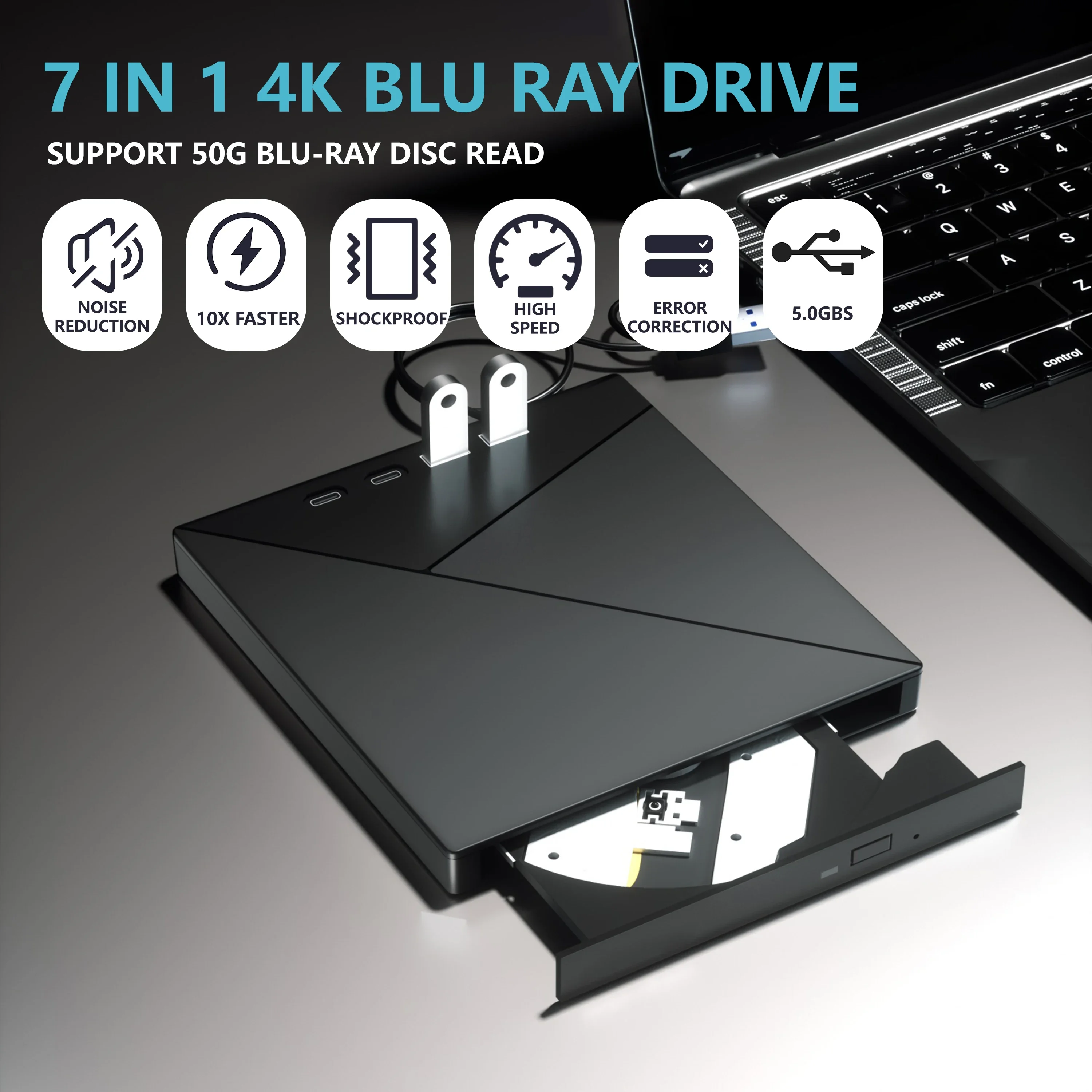 

Новый многофункциональный оптический привод 7-в-1 4K Blu-ray 3D CD/DVD/BD с функцией записи и воспроизведения, с камерой 4K и USB 3.0