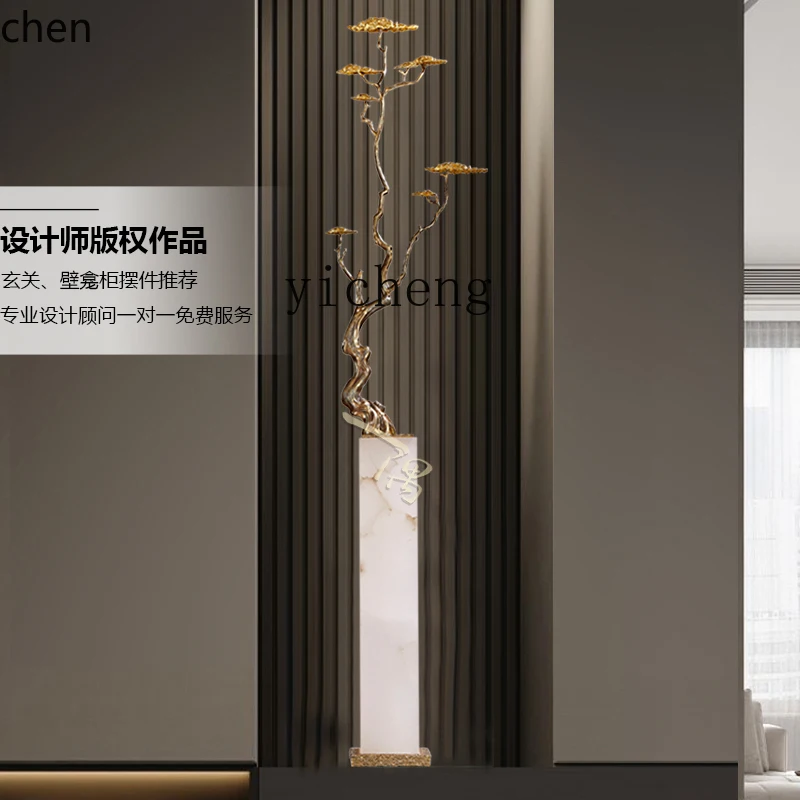 YFY  new Chinese style lucky welcome pine living room entrance niche cabinet slender ornament