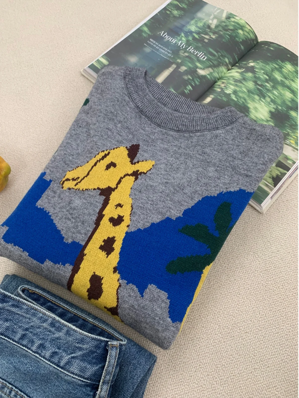 Autumn Winter New Sle Women's Knitted Sweater Loose Fit Overhead Cartoon Pattern Comfortable Skin-friendly Core Knitwear