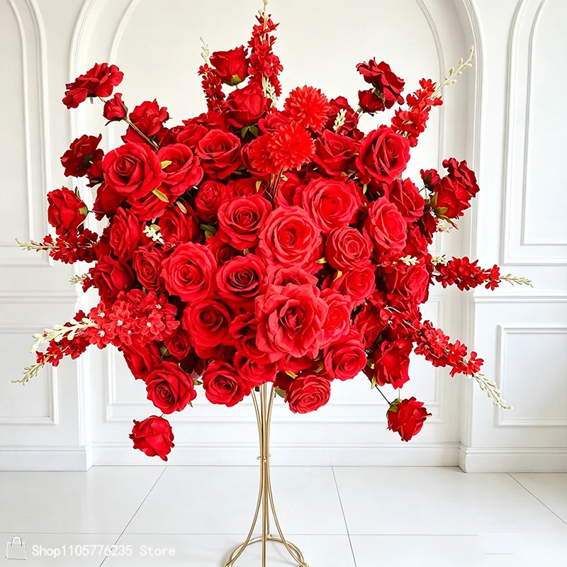 Große Künstliche Rosen-Delphinium-Blumenkugel als Hochzeitstisch-Mittelstück, Blumenarrangement für Party, Bankett, Gangdekoration und Veranstaltungsortdekoration – Detail 3