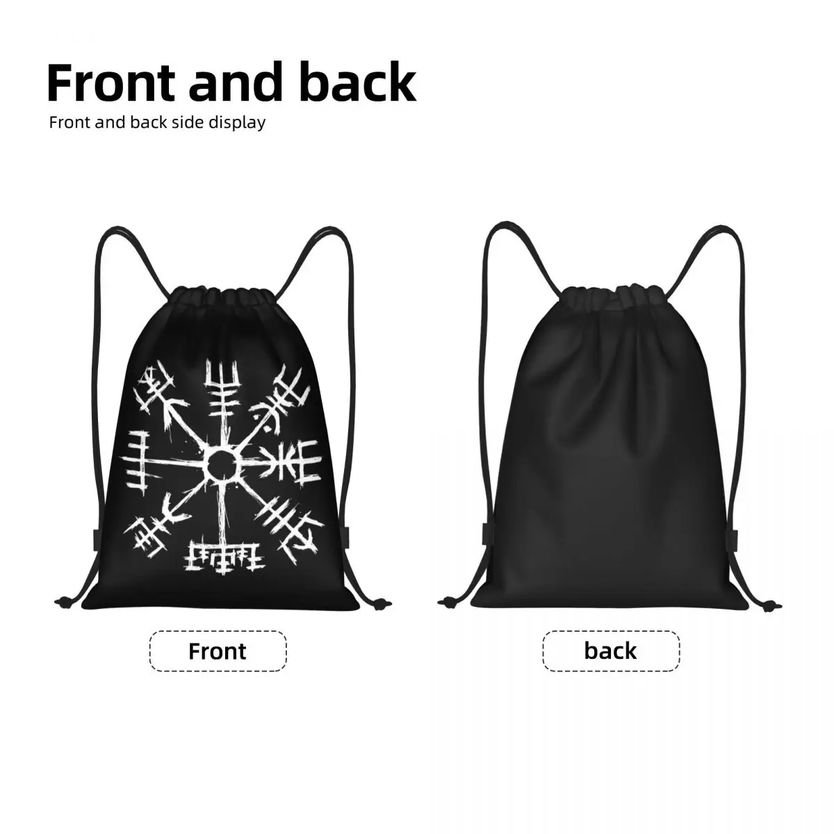 Custom Viking Compass Vegvisir Drawstring Backpack Bags Men Women Lightweight Valhalla Norse Gym Sports Sackpack Sacks for Yoga