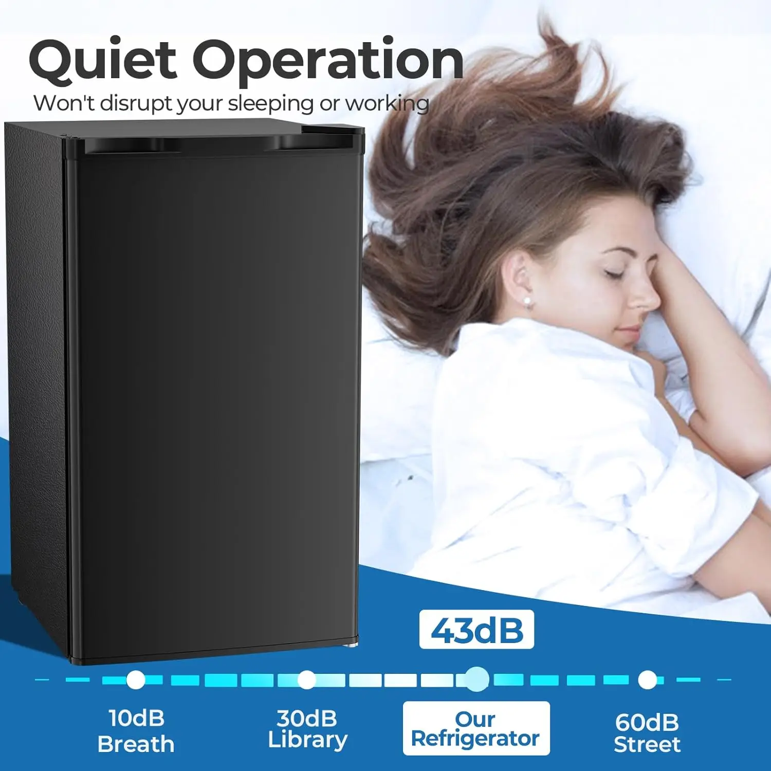 ثلاجة صغيرة 3.2 قدم مكعب مع فريزر، ثلاجة مدمجة مع باب واحد قابل للعكس، ترموستات قابل للتعديل، ضوضاء منخفضة، طاقة E #5