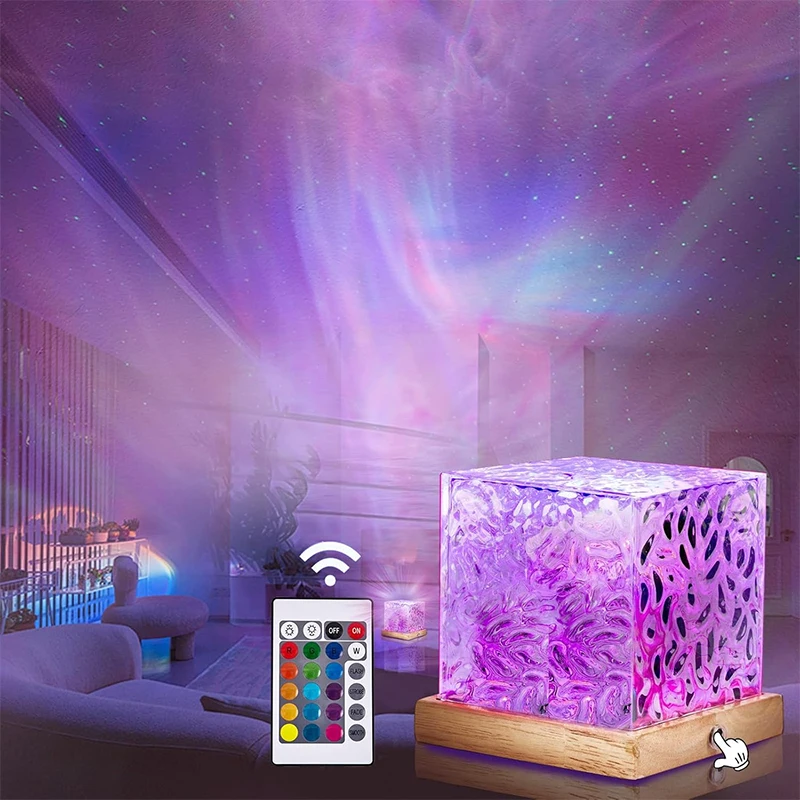 Ocean Wave Projector Light 16 Colors Midnight Aura Aurora Glow Lamp Home Office Bar Restaurant Underwater Projector Night Light