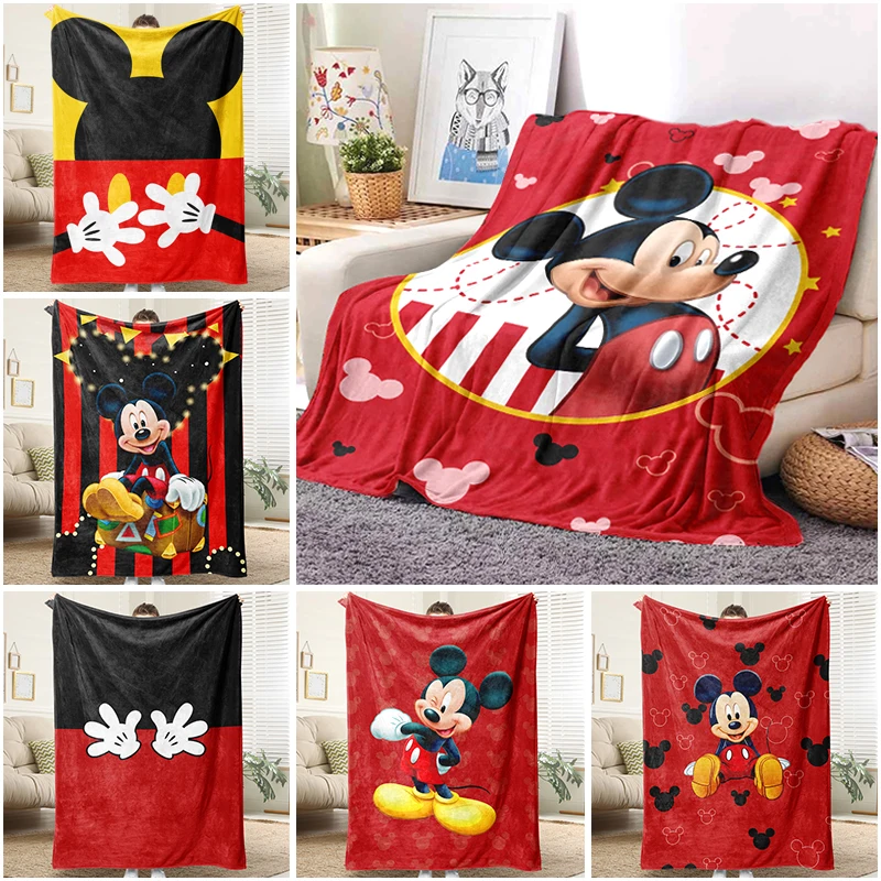 

Disney Mickey Flannel Blanket Fluffy Cozy Throw Children Adult Nap Blankets Soft Bedding Sofa Blanket for Party Home Decorations