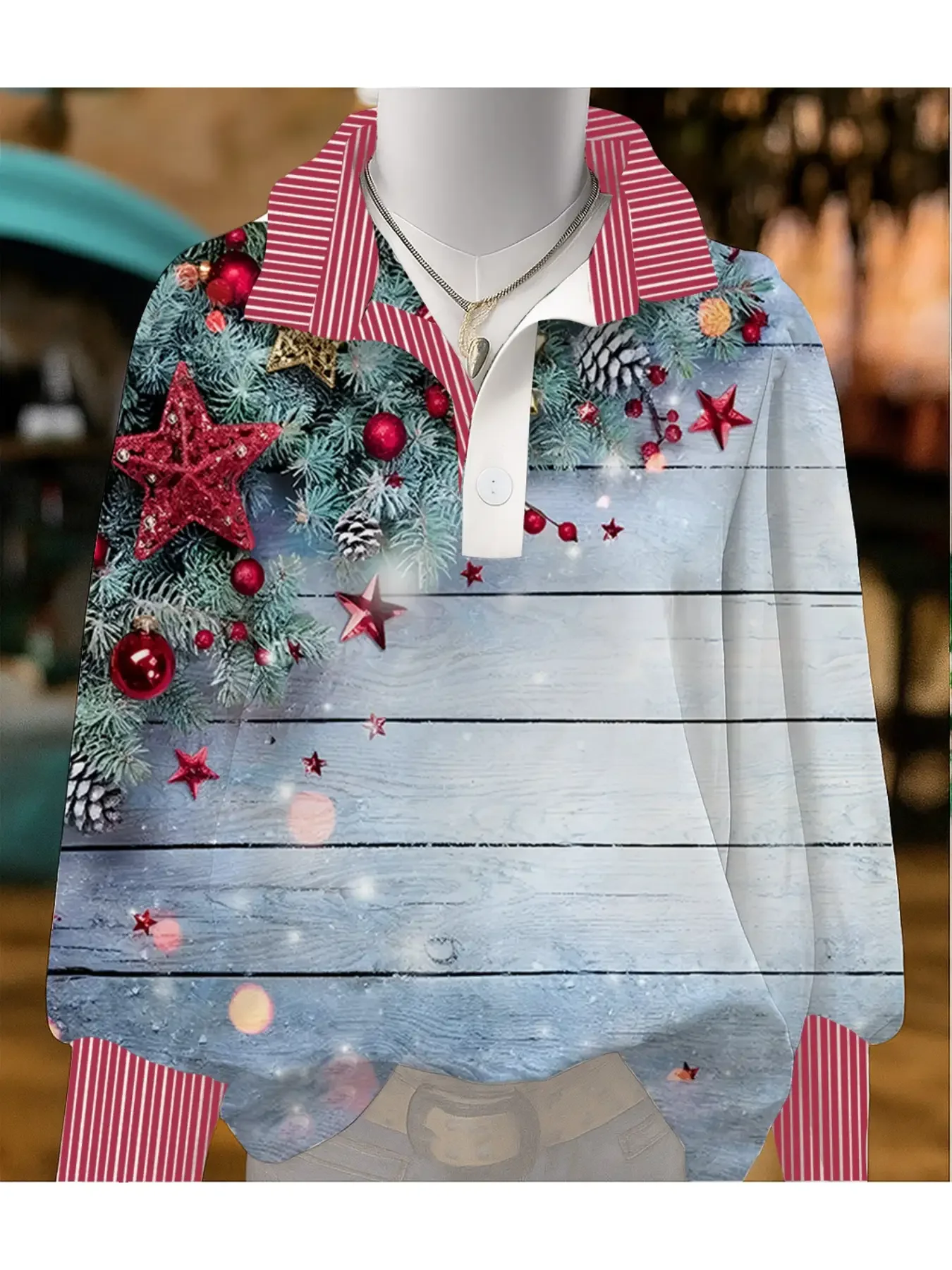 2026Women's striped personalized fashion shirt, multi-color striped collar, Orange gift box pattern