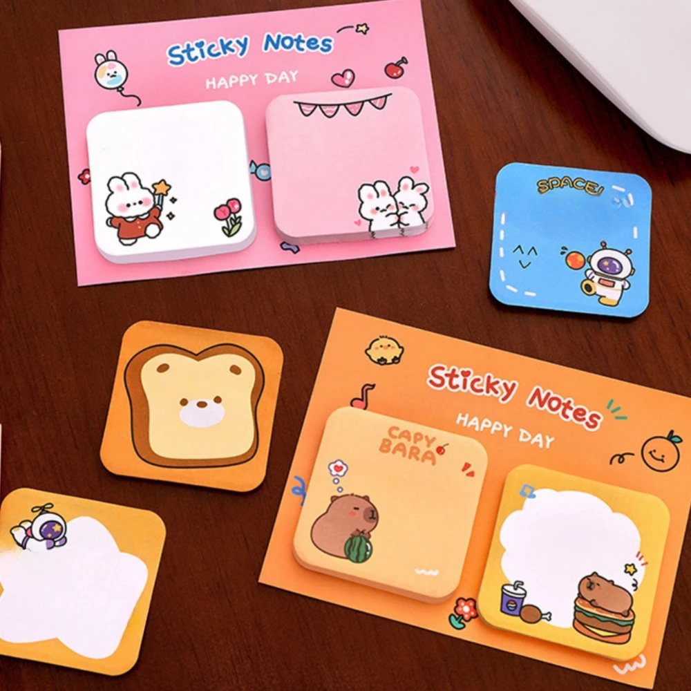 4 pcs/lot Happy Rabbit Capybara Memo Pad N Times Sticky Notes Deco Planner Notebook Kawaii Stationery Office School Supplies