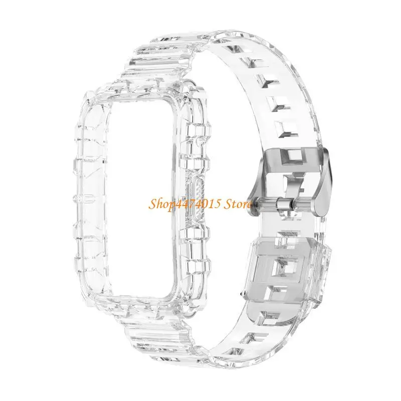 K1AA Integrated Clear Watch Band+Soft for Case for Mi Band 7 Strap TPU Bracelet