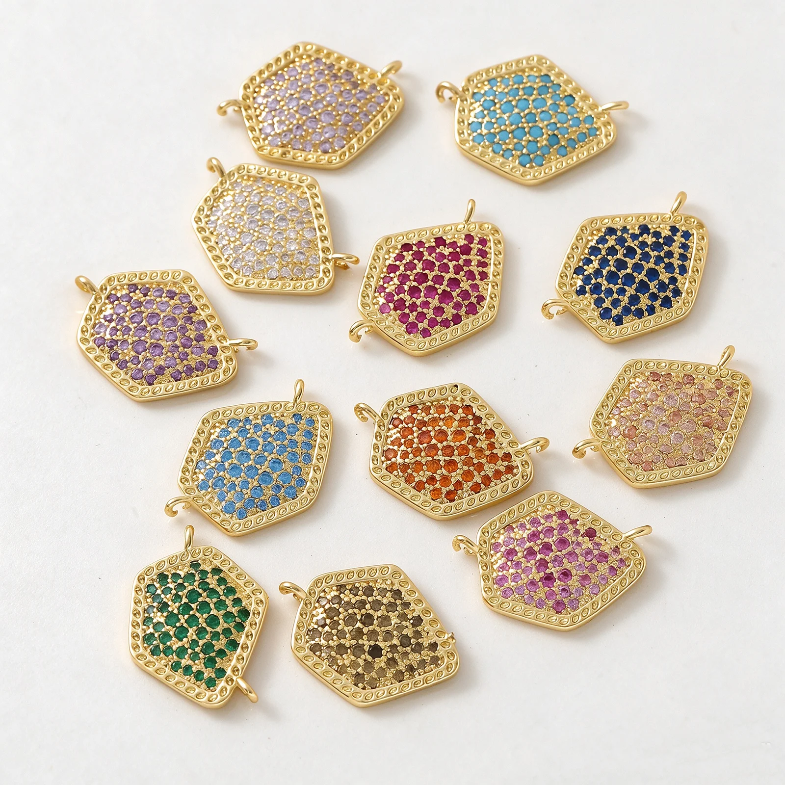 MHS.SUN 4pcs/Lot Irregular Colorful 12 Months Zircon Pendants Classic Gold Plated DIY Making Necklaces For Women Men Jewelry