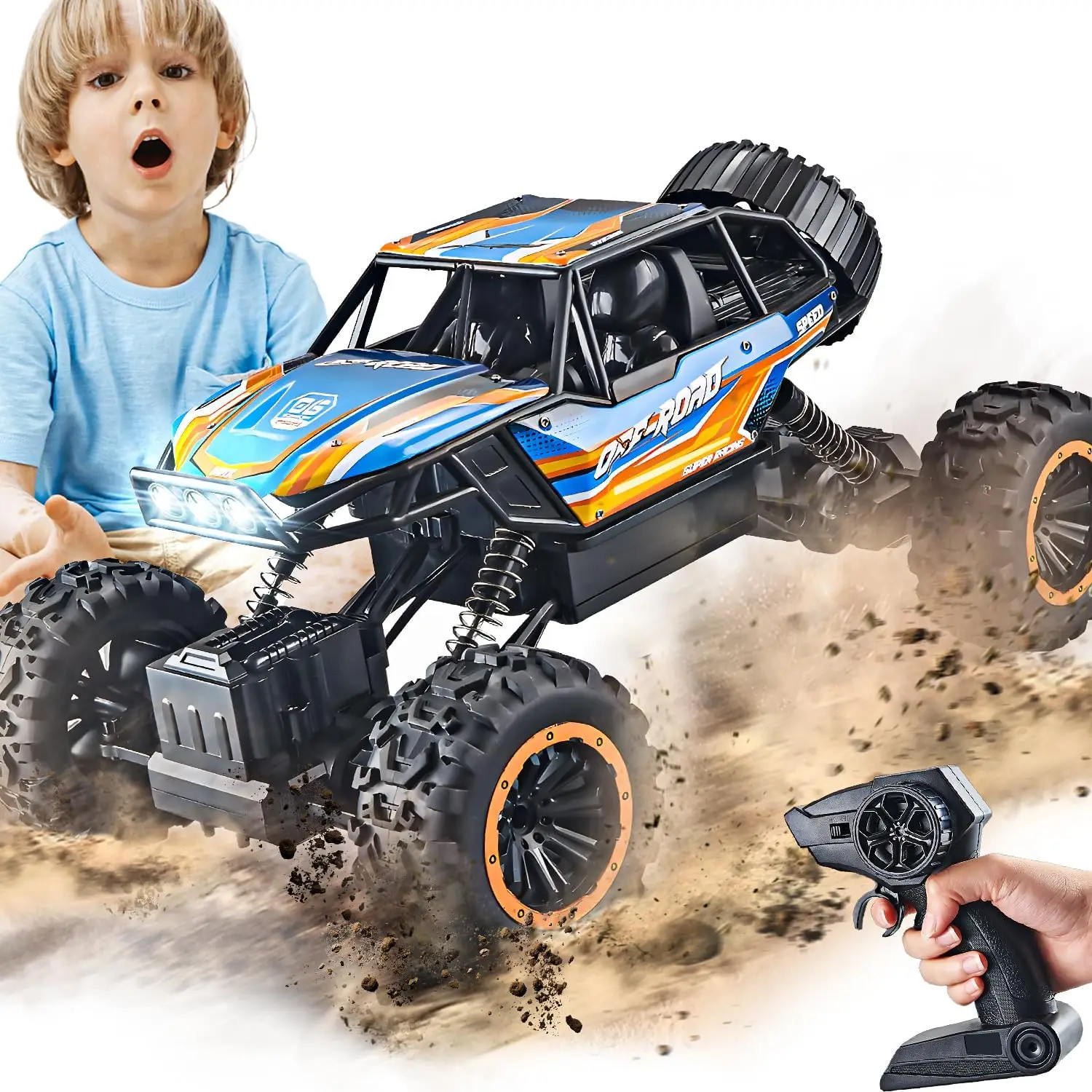 

Monster Truck Toys - 1:12 Remote Control Monster Truck with Light, RC Crawler for Adults, Scale RC Truck with 45° Climbing