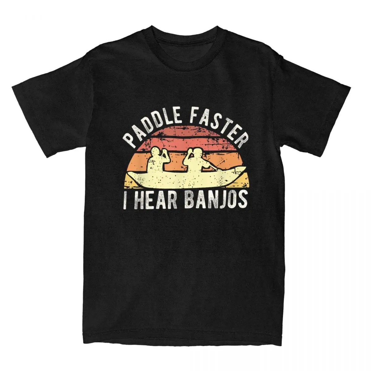 Funny Banjo Gifts Vintage Paddle Faster I Hear Banjos Kayak Men's T Shirts Amazing Tee Shirt Rafting T-Shirt 100% Cotton Clothes