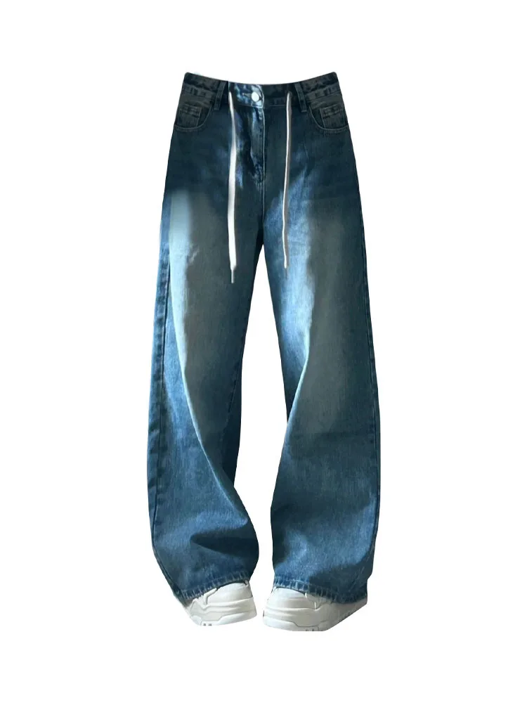 

Women Vintage Hiphop High Waist Jeans Baggy Wide Leg Pants Street Denim Trouser Classical Blue Tide Streetwear Spring Summer Y2K