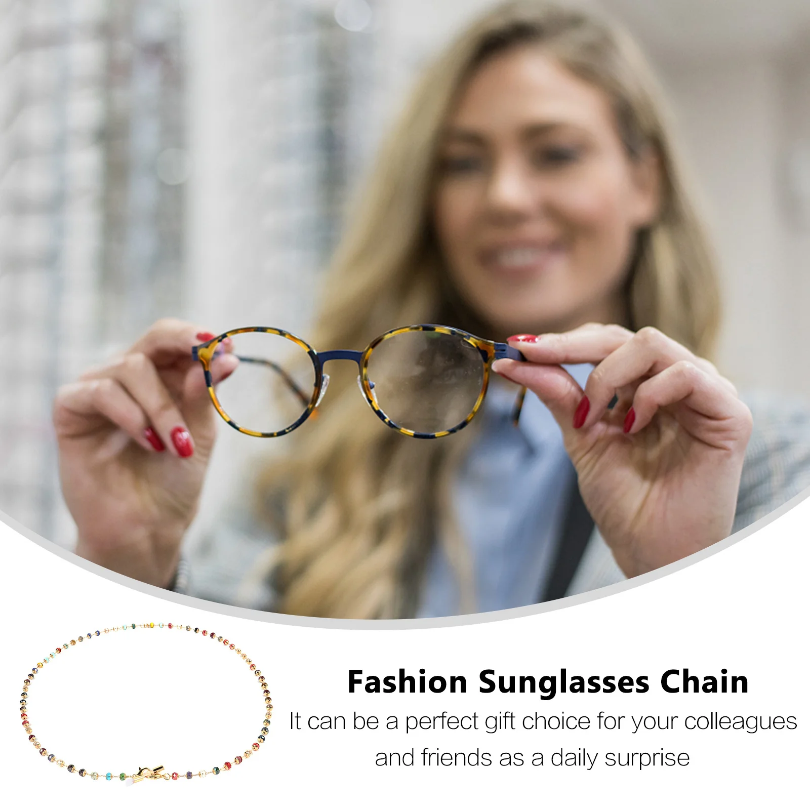 

Colorful Crystal Beaded Glasses Chain Durable Lightweight Premium Material Sunglasses Reading Glass Holder Practical Accessory