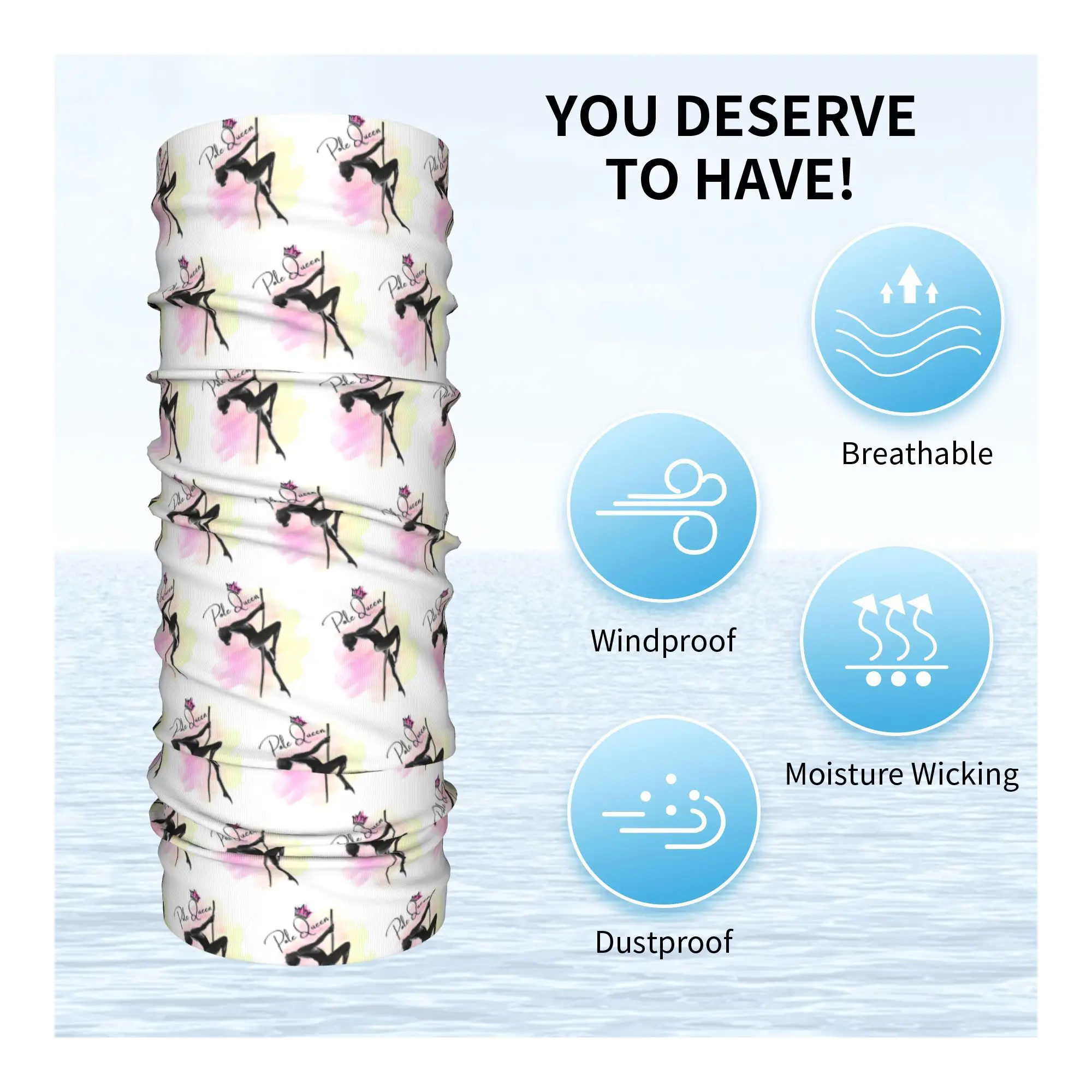 Pole Queen, pole dance Bandana Neck Cover Printed Wrap Scarf Multifunction Headband Outdoor Sports For Men Women Adult