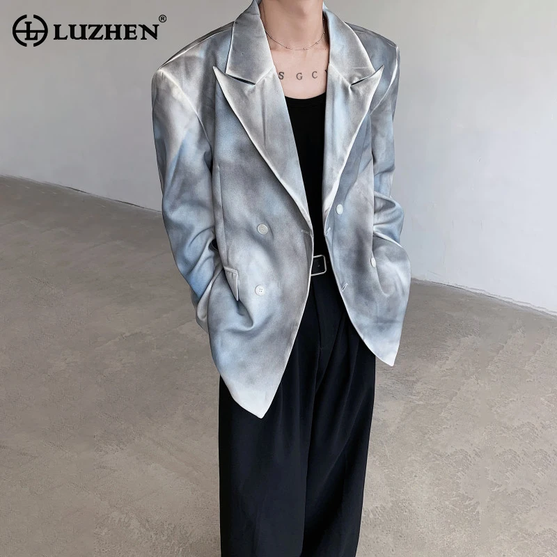 LUZHEN Fashion Personalized Tie-dyed Loose Shoulder Pad Blazer Coat Men's 2025 New Luxury Elegant Handsome Casual Jacket JY3578