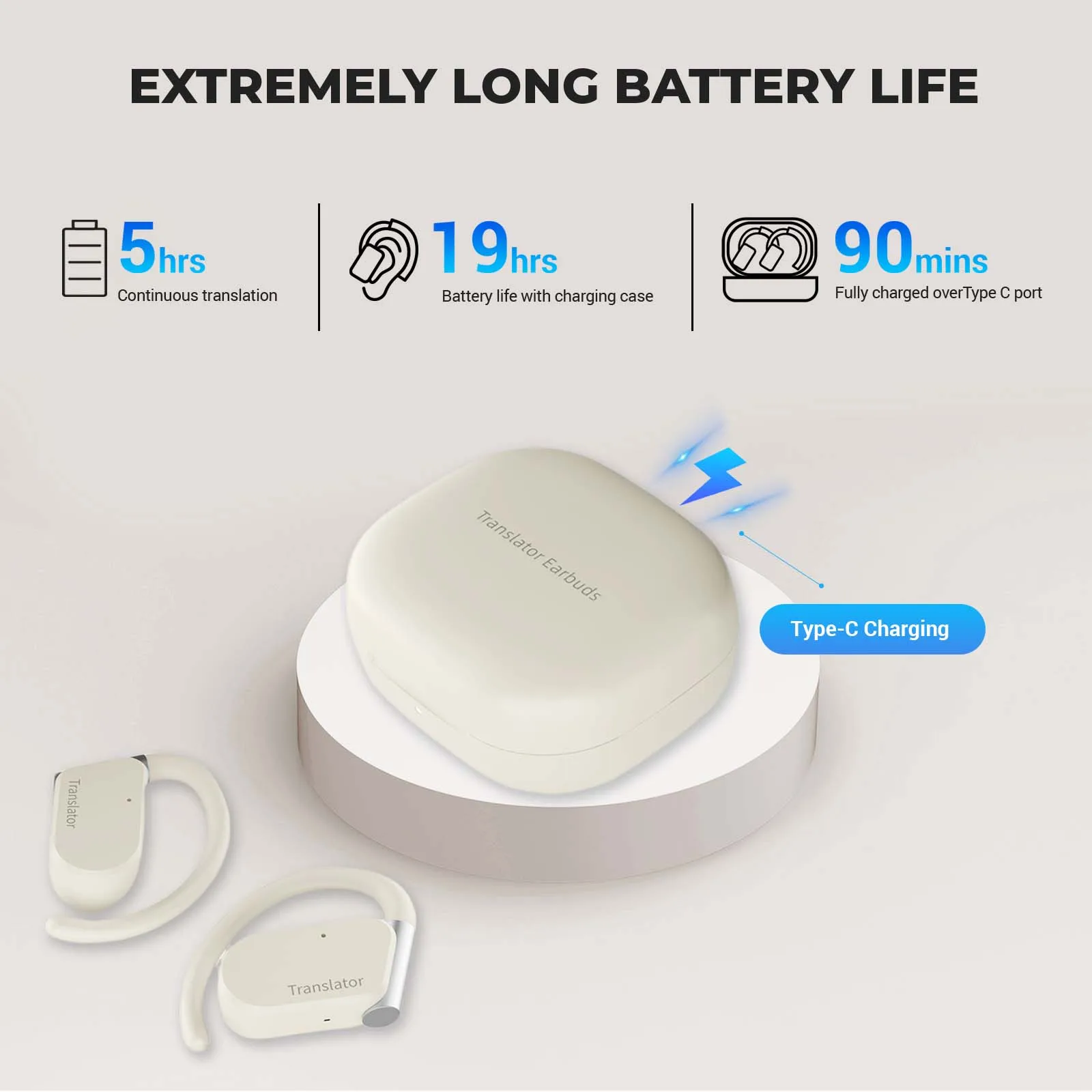 Earbud Penerjemah Wooask M9, Earphone Penerjemah Waktu Nyata Dua Arah OWS, Online 144 Bahasa dengan 11 Paket Offline, Tidak Perlu WiFi