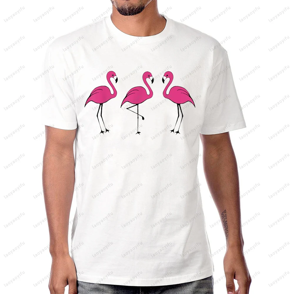 

80s 90s Vintage Pink Flamingo Cartoon Graphic Printed Women T-Shirt Casual Summer Harajuku Streetwear Short Sleeve Man Tshirt