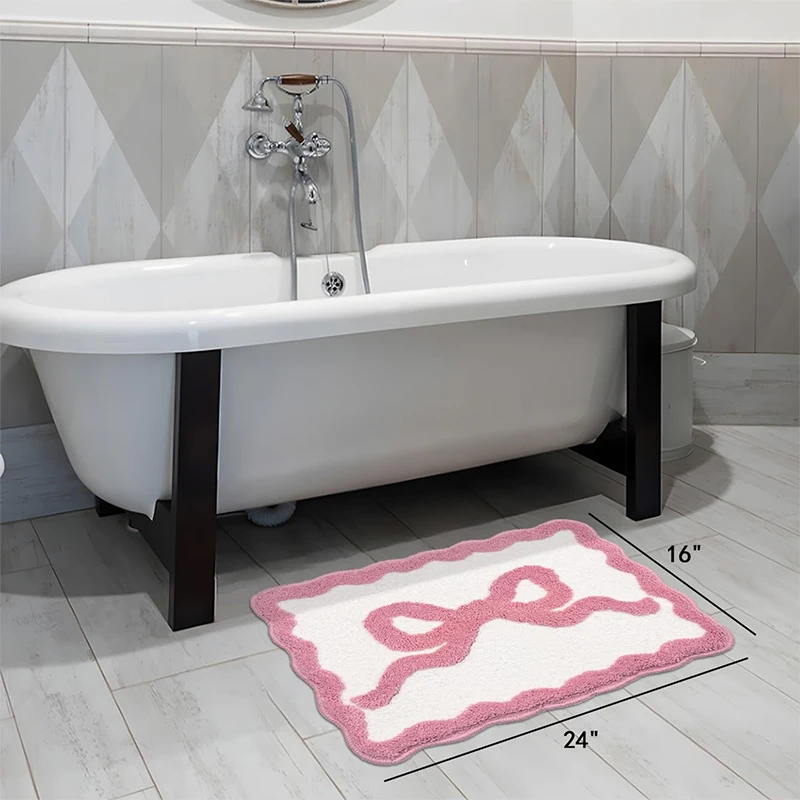 

Bow Tie Carpet Imitation Cashmere Soft Anti Slip Rug Cute Bathroom Kitchen Absorbent Floor Mats Bedroom Decoration Accessories