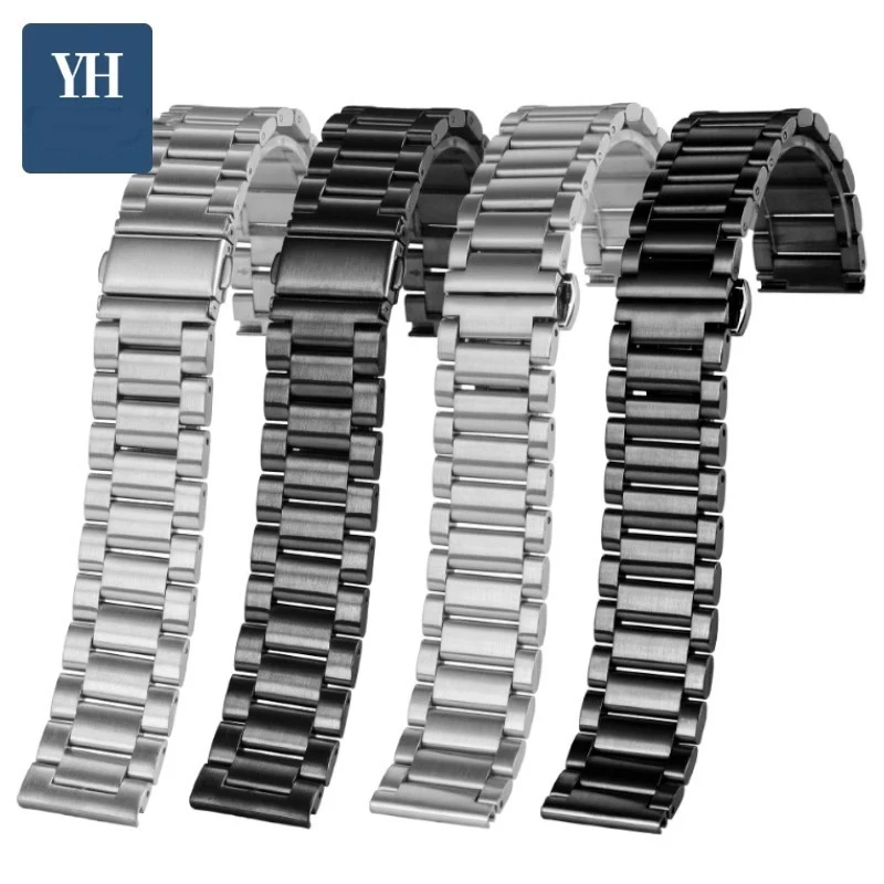 20 مللي متر 22 مللي متر سلسلة ساعات من الفولاذ المقاوم للصدأ لسلسلة TIMEX T49905 T49963 TW2V62400 سوار معصمه حزام معدني أسود فضي