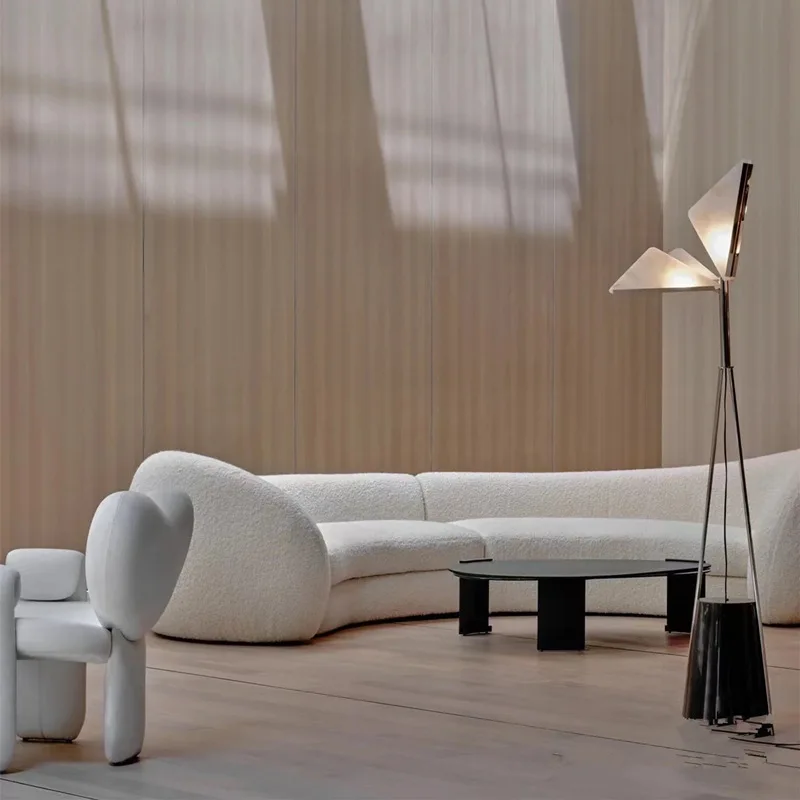 Italian minimalist curved sofa, Arctic circle big white bear sofa