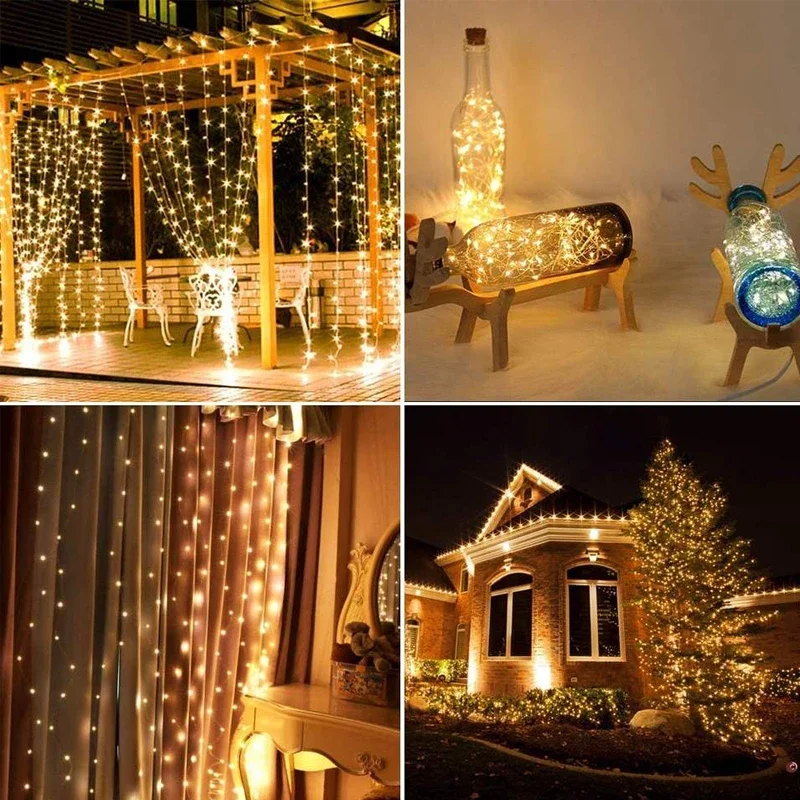 50/100/200/300 LED luz Solar lámpara de exterior luces de cadena para vacaciones fiesta de Navidad luces de hadas imperm