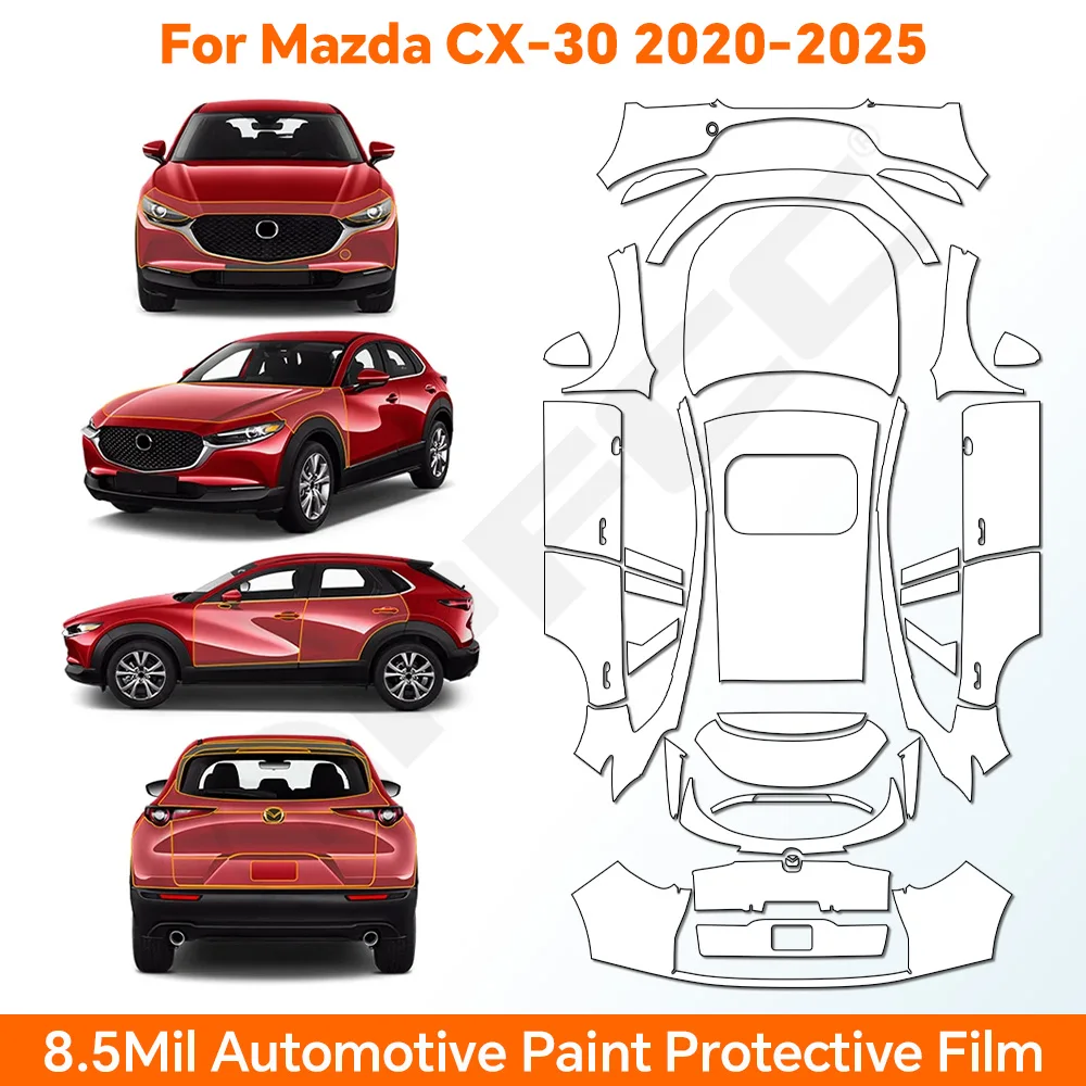 

9Mil PPF For Mazda CX-30 2020-2025 TPU Car Film Pre-Cut Paint Protection Film Full Vehicle PPF Kit Anti-scratch Protective PPF