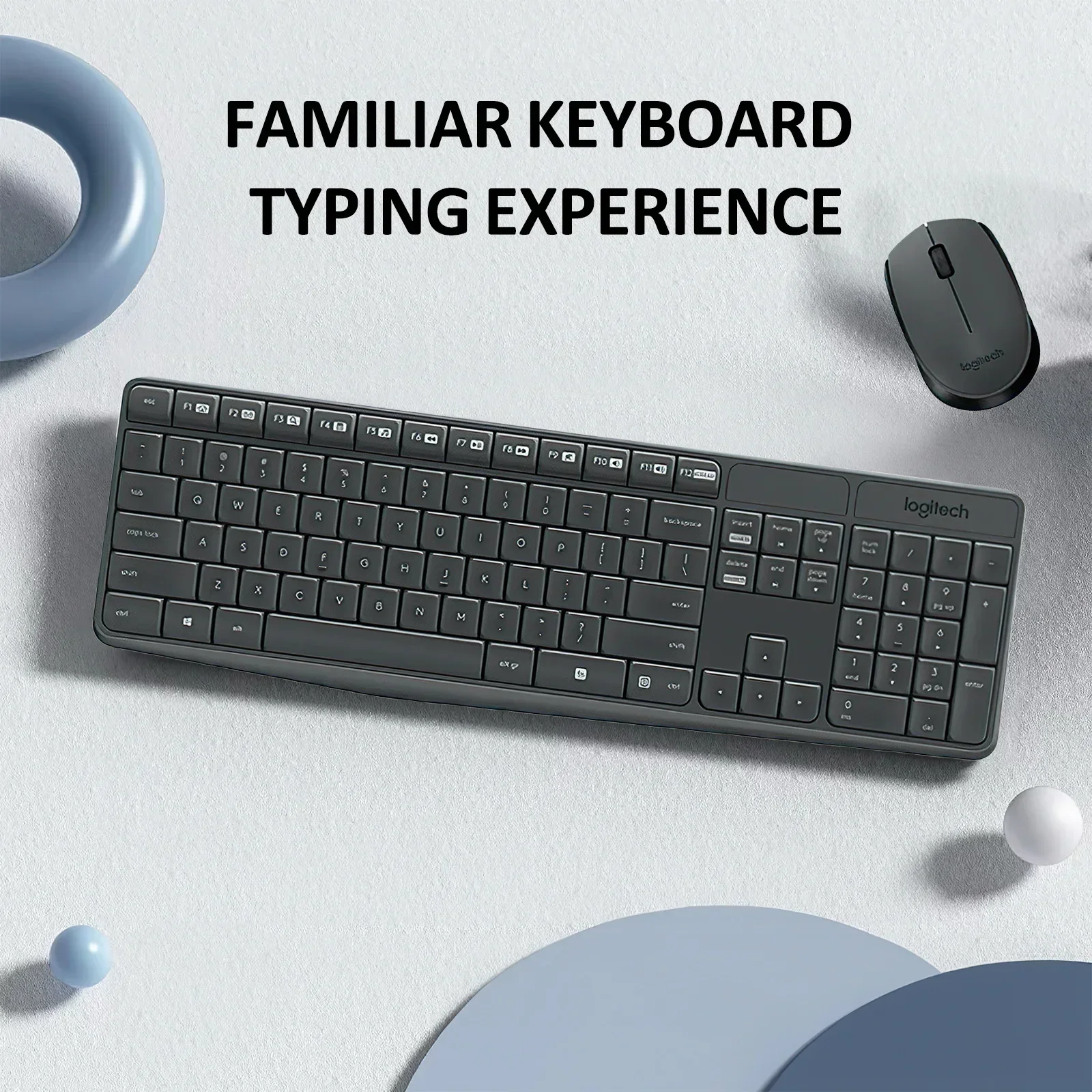 Logitech MK235 USB Wireless Keyboard Mouse Silent Keys Ultra-thin Design Compatible Laptopssuitable  Home Office Environment