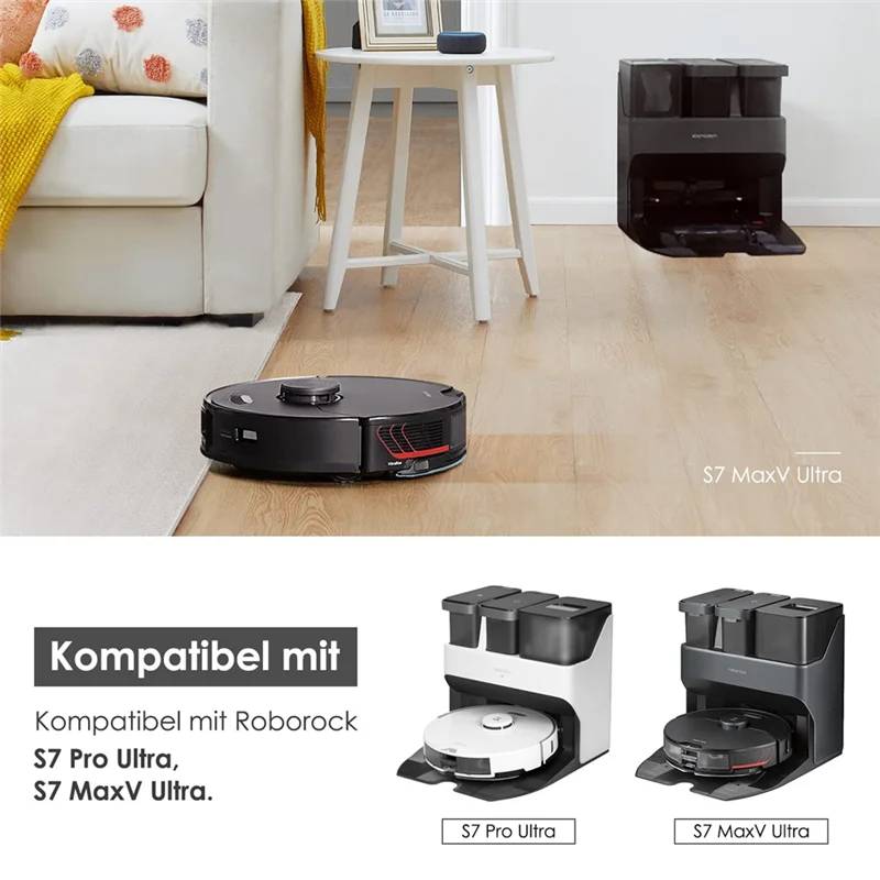ABKR-Accessory Set For Roborock S7 Pro Ultra/S7 Maxv Ultra, 6 X Dust Bags, Main Roller Brush Robot Vacuum Cleaner Replacement