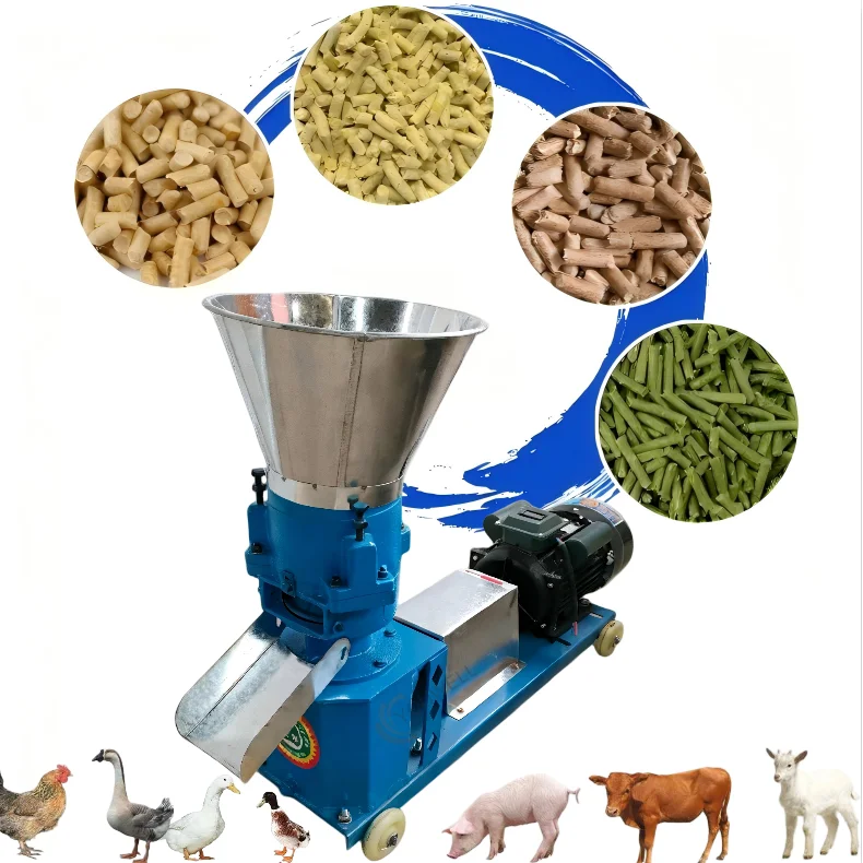 New Portable High Productivity Small Home Breeding Chrome-Manganese Steel Feed Pellet Machine 150-170kg/h Adjustable Pellet Size