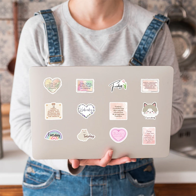 50PCS Cute Cartoon Colorful Motivational Phrases Stickers Pack Affirmation Positive Stickers DIY Inspirational Decals Kids Toys
