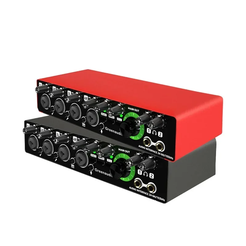 4-Channel external sound card audio interface recording band dubbing live broadcast equipment, noise reduction microphone