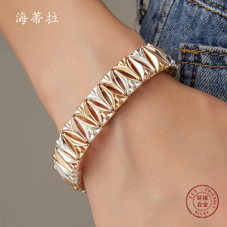 New three-color angel splicing environmentally friendly alloy elastic bracelet, creative modeling versatile jewelry