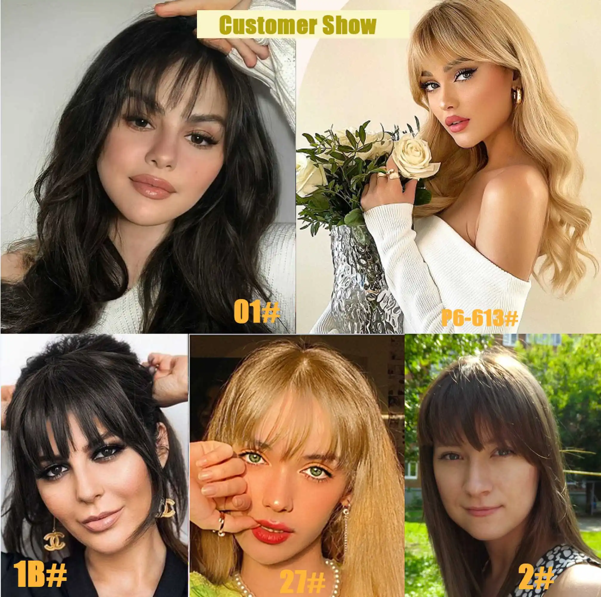 Natural Human Hair Fringe Bangs 3 Clip Bangs 20G 100% Human Hair Bangs Clip in Human Hair Extension