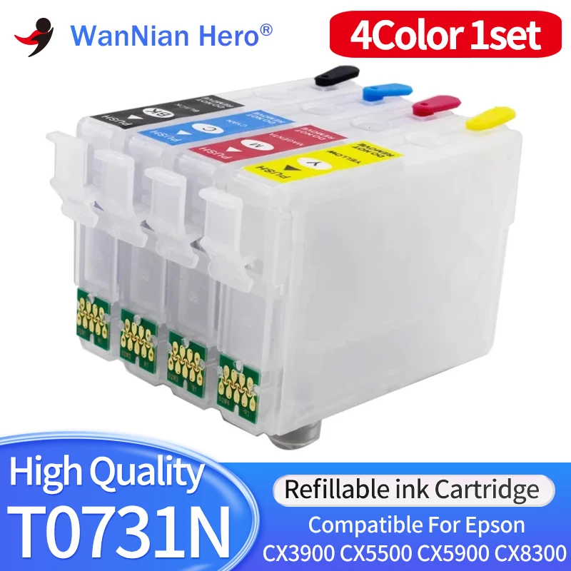 4color 1Set T0731N 0731 73N  Empty Refill Ink Cartridge For Epson CX3900 CX5500 CX5900 CX8300 CX9300F CX4900 CX5600 6900 Printer