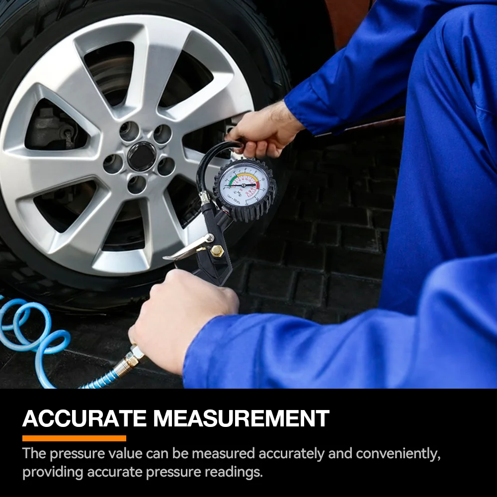 Pistola de pressão de pneus, medidor de pressão de ar de alta precisão de 0-16 Bar/0-220 PSI, ferramenta de medição de pressão de pneus, pode inflar/desinflar, acessórios para bomba de ar de carro