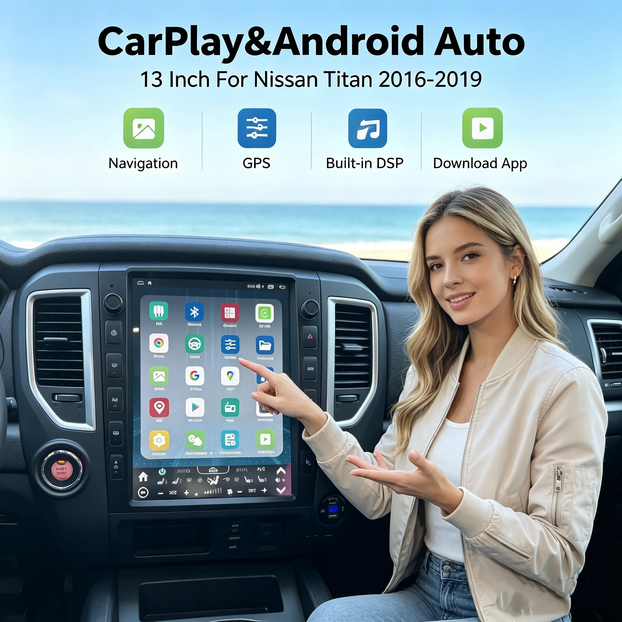 15.6 Inch Android AUTO Wireless CarPlay For Nissan Titan 2016-2019 Stereo GPS Navigation Multimedia Player Car Radio Head Unit