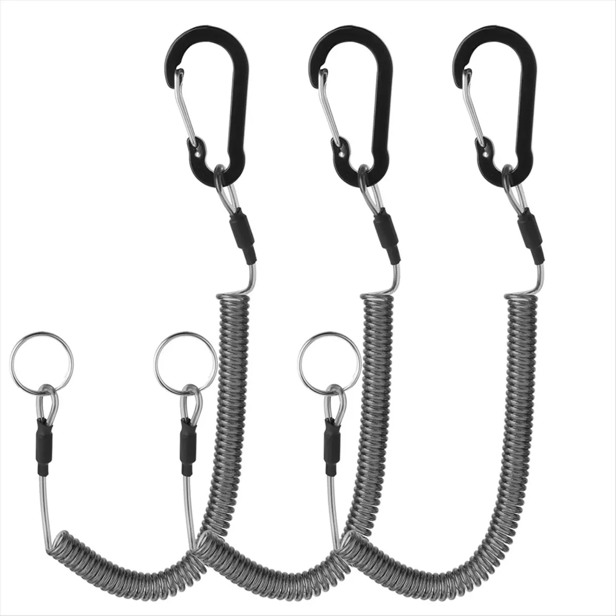 ABPP Pack of 3 Spiral Key Chains, Outdoor Spiral Cable,Retractable Safe Rope, Accessories with Clip Made of Aluminium Alloy
